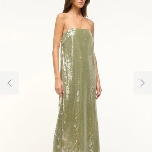 STAUD Casey Maxi Dress, Green Sequin